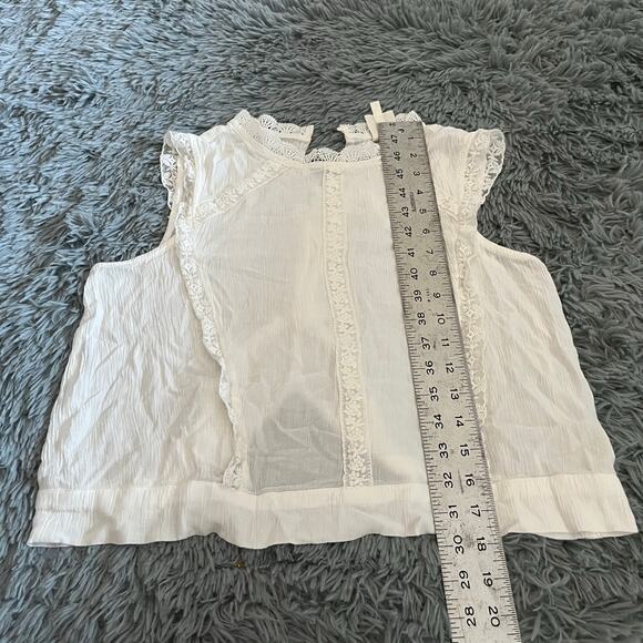 Self Esteem Cream Ivory Lace Boho Rayon Crepe Crop Tank Large - Picture 3 of 7